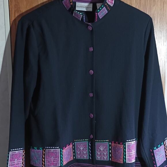 Drapers Damons Embroidered Jacket Top Petite Small Boho Artwear Folk Bohemian - Picture 3 of 9